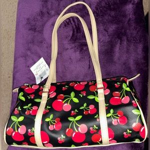 Disney Mickey Mouse Cherry Black Satchel Purse NWT
